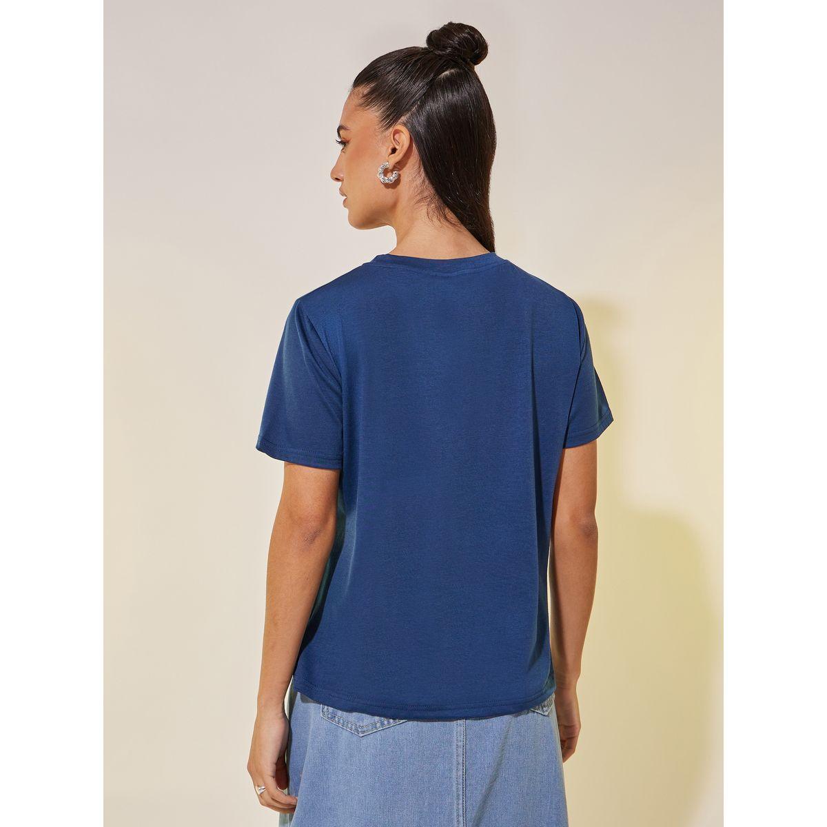 تيشيرت بطبعة كتابة وياقة دائرية-women-clothing-tshirts-image-5