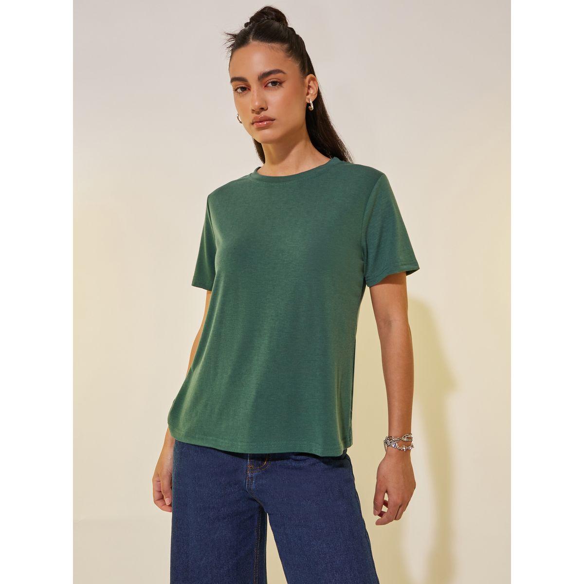 تيشيرت بطبعة كتابة وياقة دائرية-women-clothing-tshirts-image-3