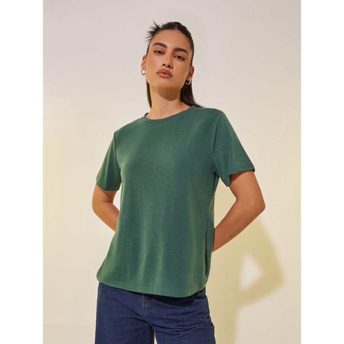 تيشيرت بطبعة كتابة وياقة دائرية-women-clothing-tshirts-image-4
