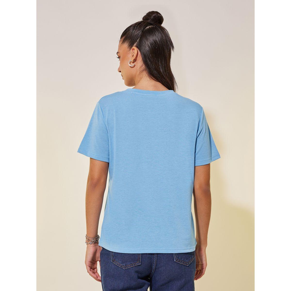 تيشيرت بطبعة كتابة وياقة دائرية-women-clothing-tshirts-image-5