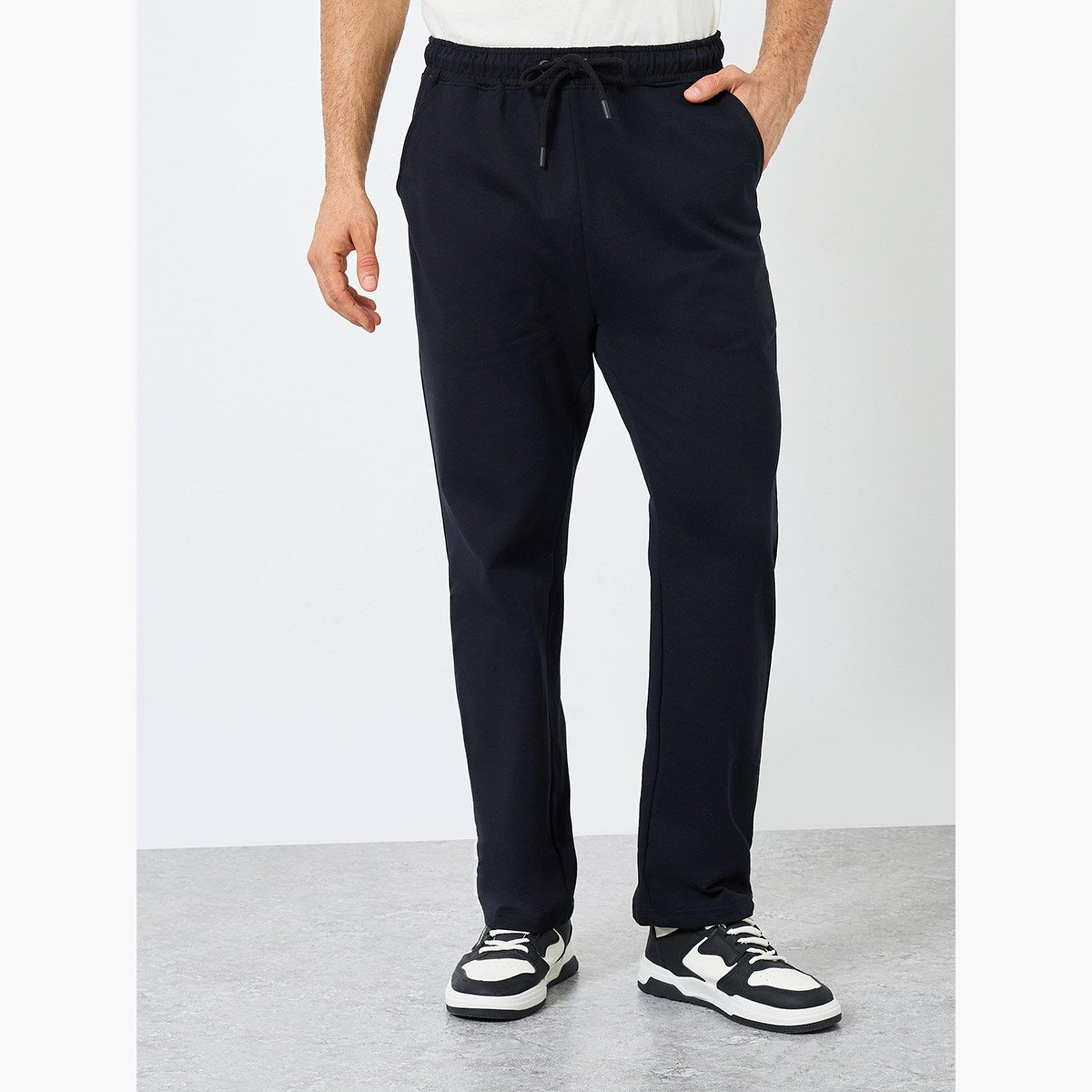 Styli Pack of 2 - Solid Straight Open Hem Terry Joggers-men-clothing-sportswearandactivewear-bottoms-joggers-image-2