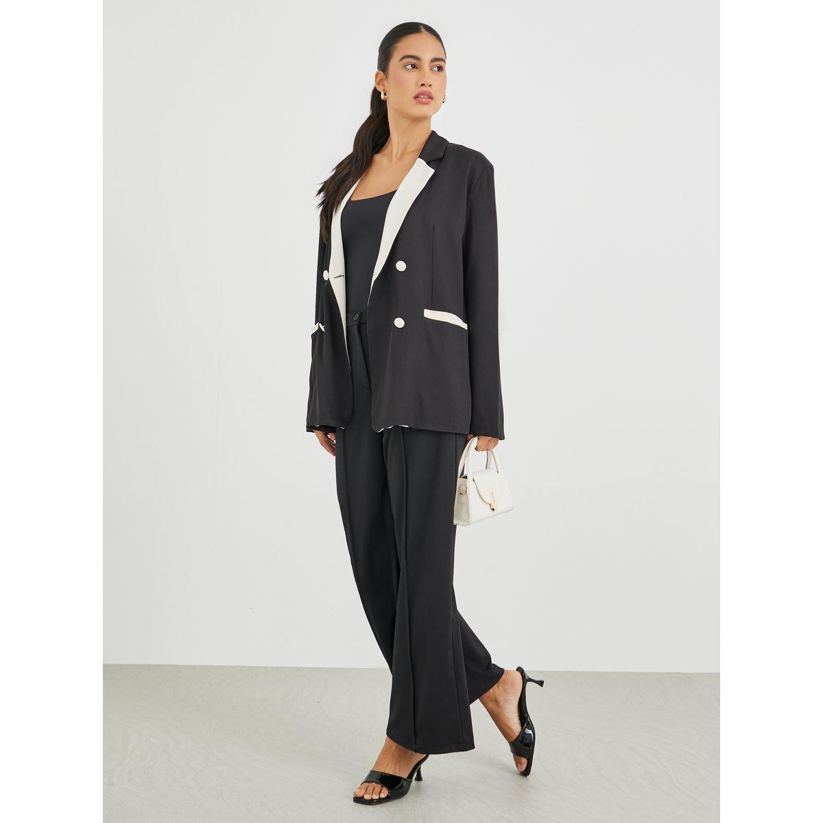 Styli Regular Fit Double Breast Blazer with Contrast Detail-women-clothing-coatsandjackets-blazers-image-2