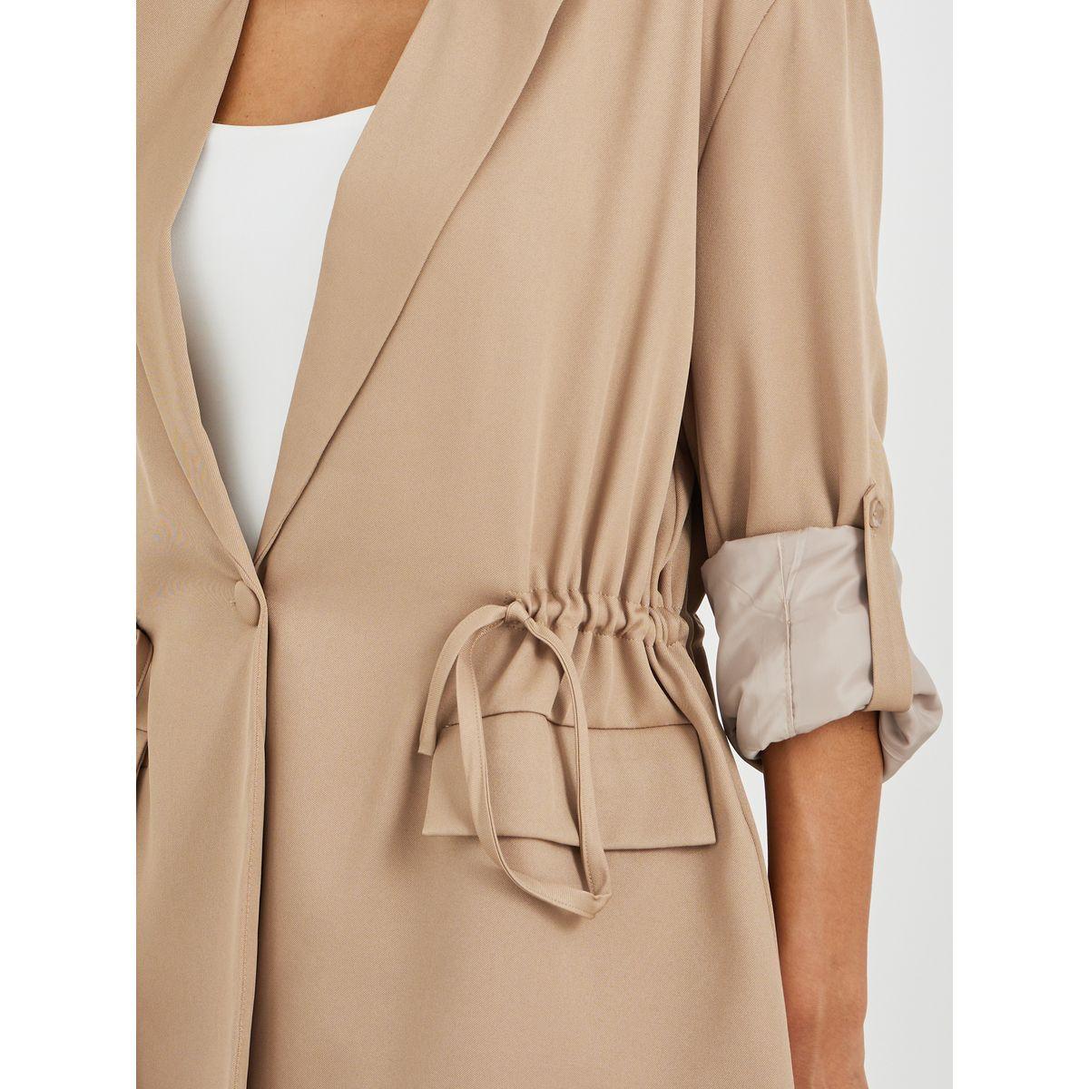 Styli Solid Regular Length Regular Fit Blazer with Drawcord-women-clothing-coatsandjackets-blazers-image-4