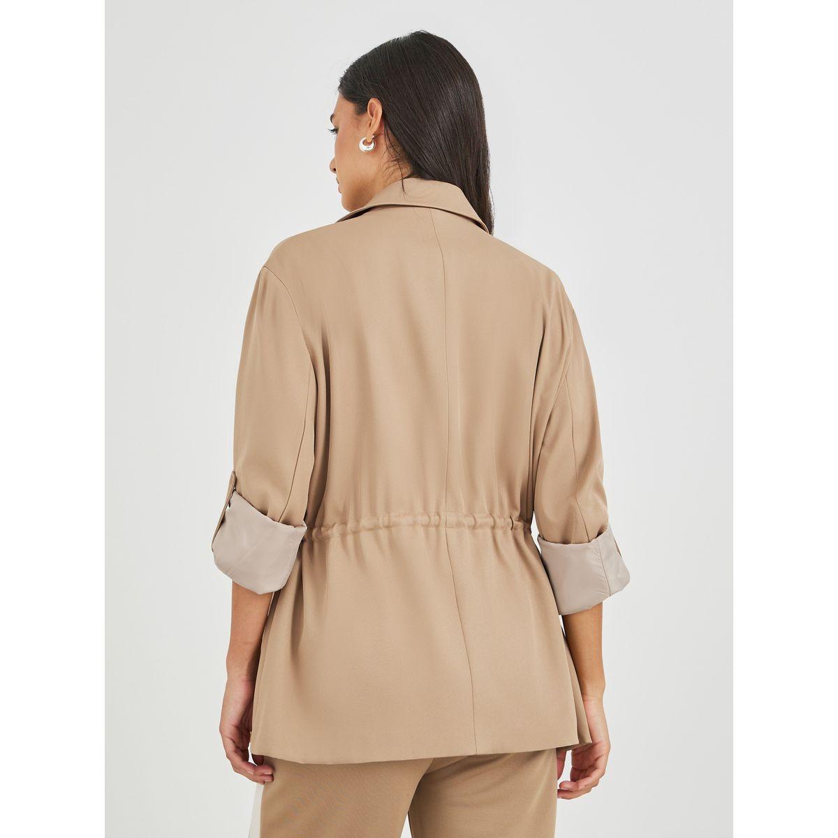 Styli Solid Regular Length Regular Fit Blazer with Drawcord-women-clothing-coatsandjackets-blazers-image-5