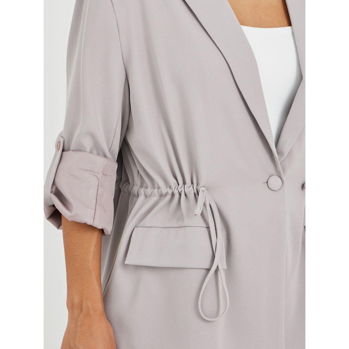 Styli Solid Regular Length Regular Fit Blazer with Drawcord-women-clothing-coatsandjackets-blazers-image-4