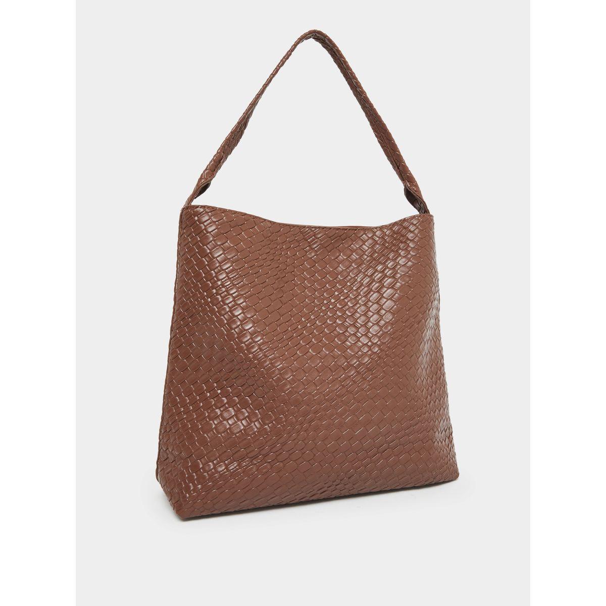 Styli Textured Shoulder Bag with Snap Closure-women-bagsandwallets-handbags-image-1