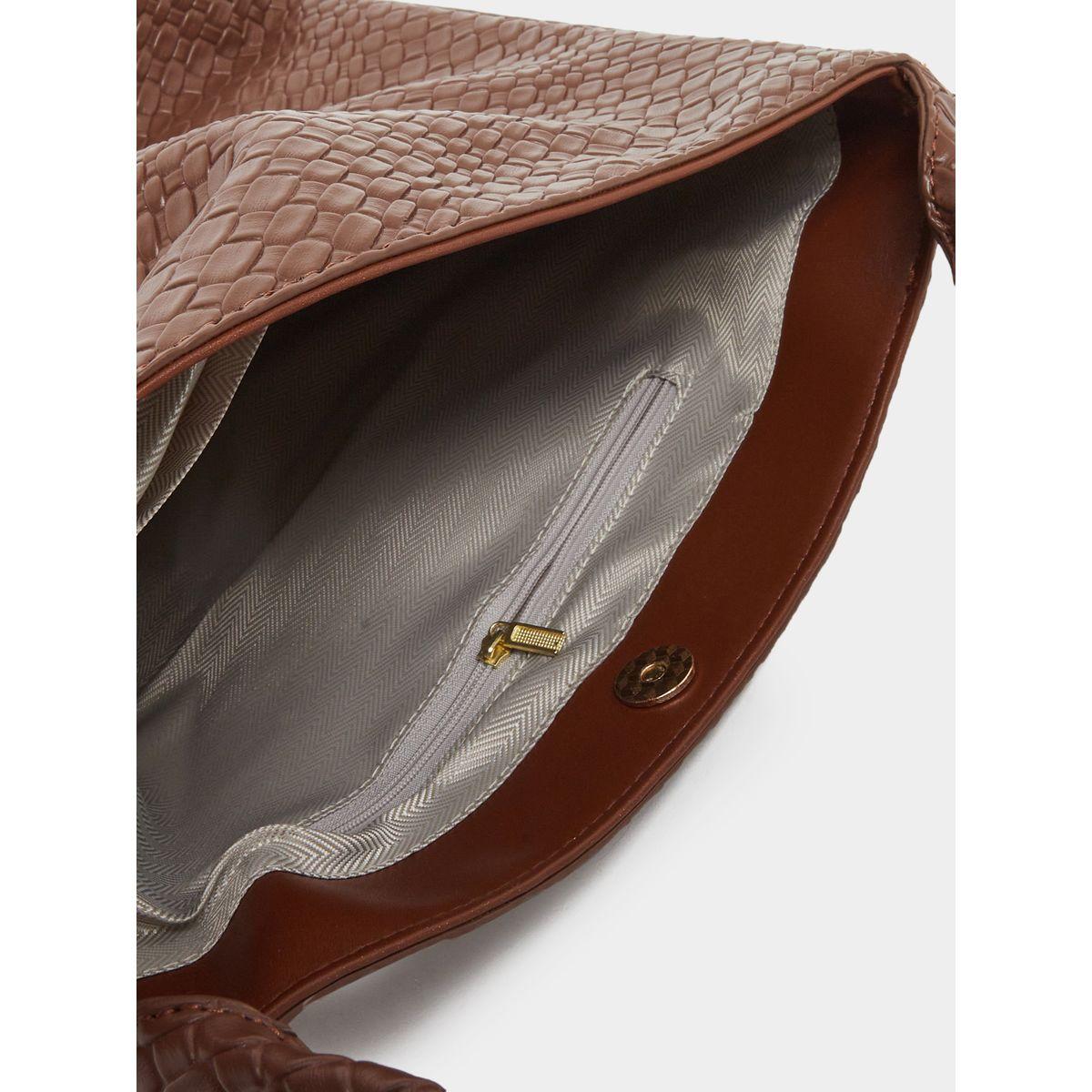 Styli Textured Shoulder Bag with Snap Closure-women-bagsandwallets-handbags-image-4