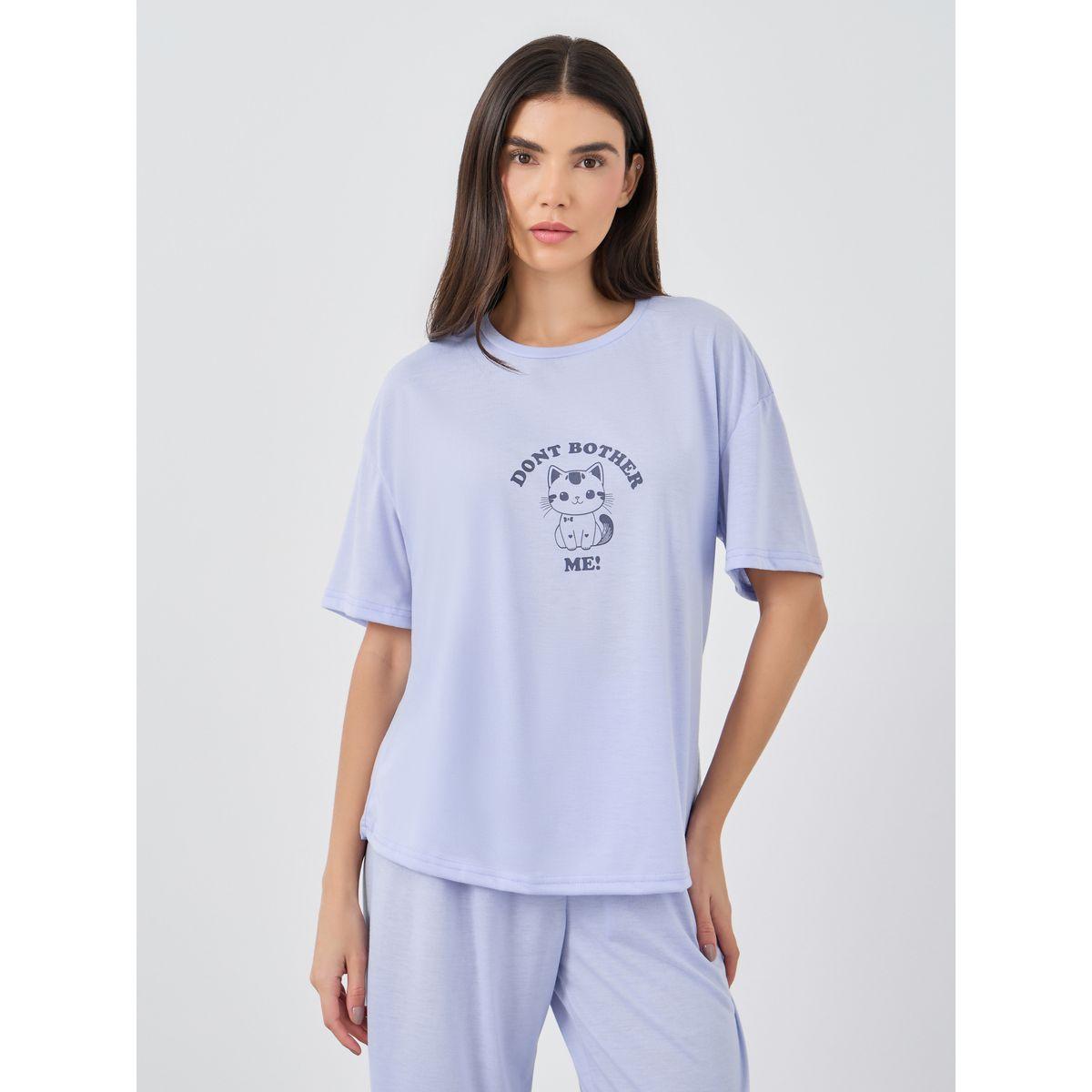 طقم بيجاما من بنطال وتيشيرت بأكمام قصيرة-women-clothing-nightwear-pyjamas-longsets-image-2
