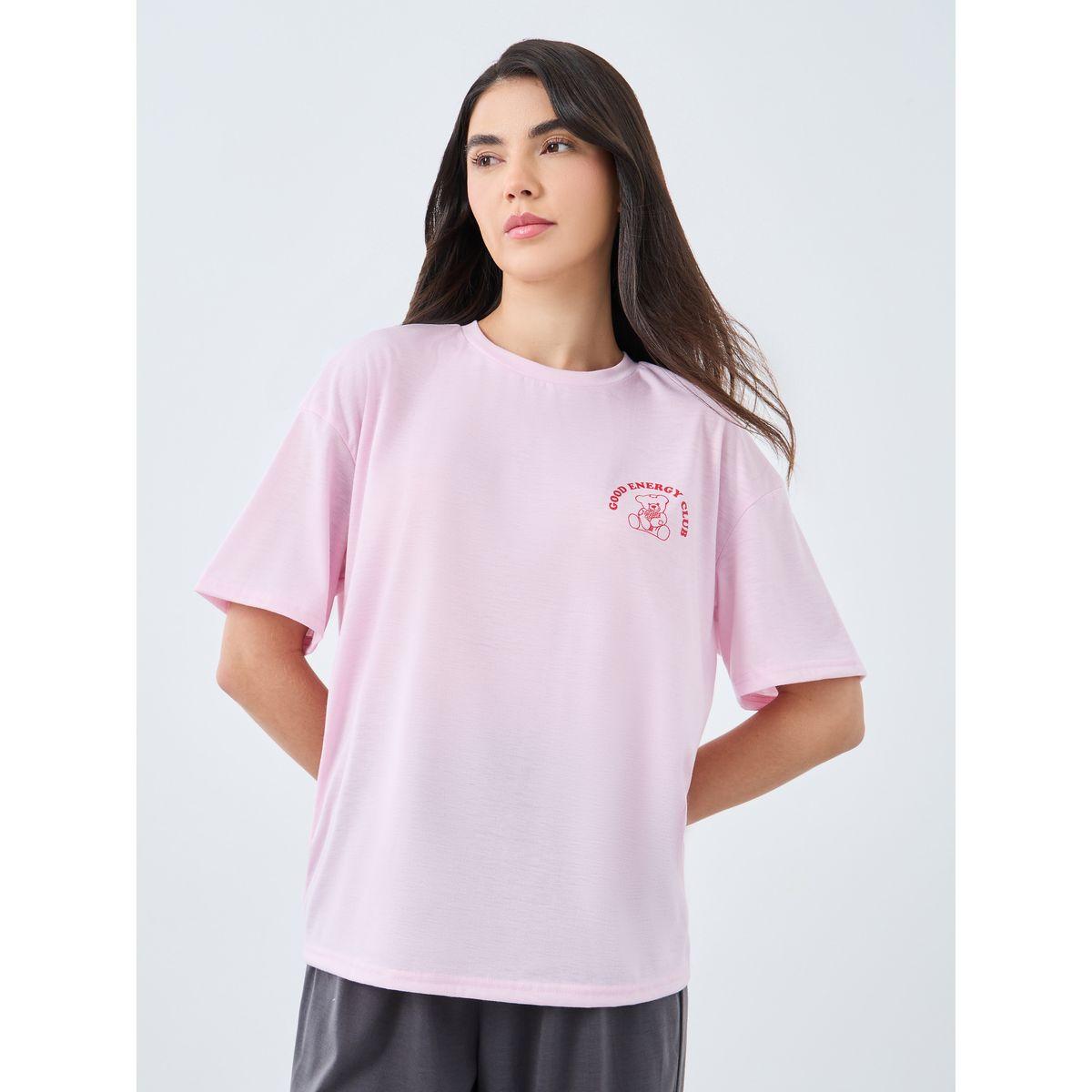 طقم من بنطال بيجاما وتيشيرت بطبعة جرافيك-women-clothing-nightwear-pyjamas-longsets-image-2