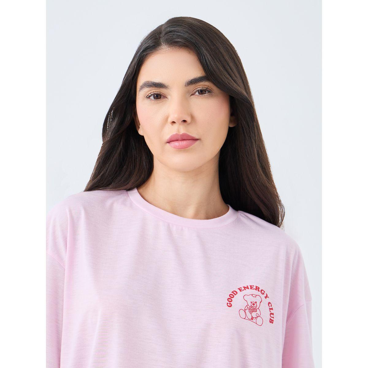 طقم من بنطال بيجاما وتيشيرت بطبعة جرافيك-women-clothing-nightwear-pyjamas-longsets-image-3