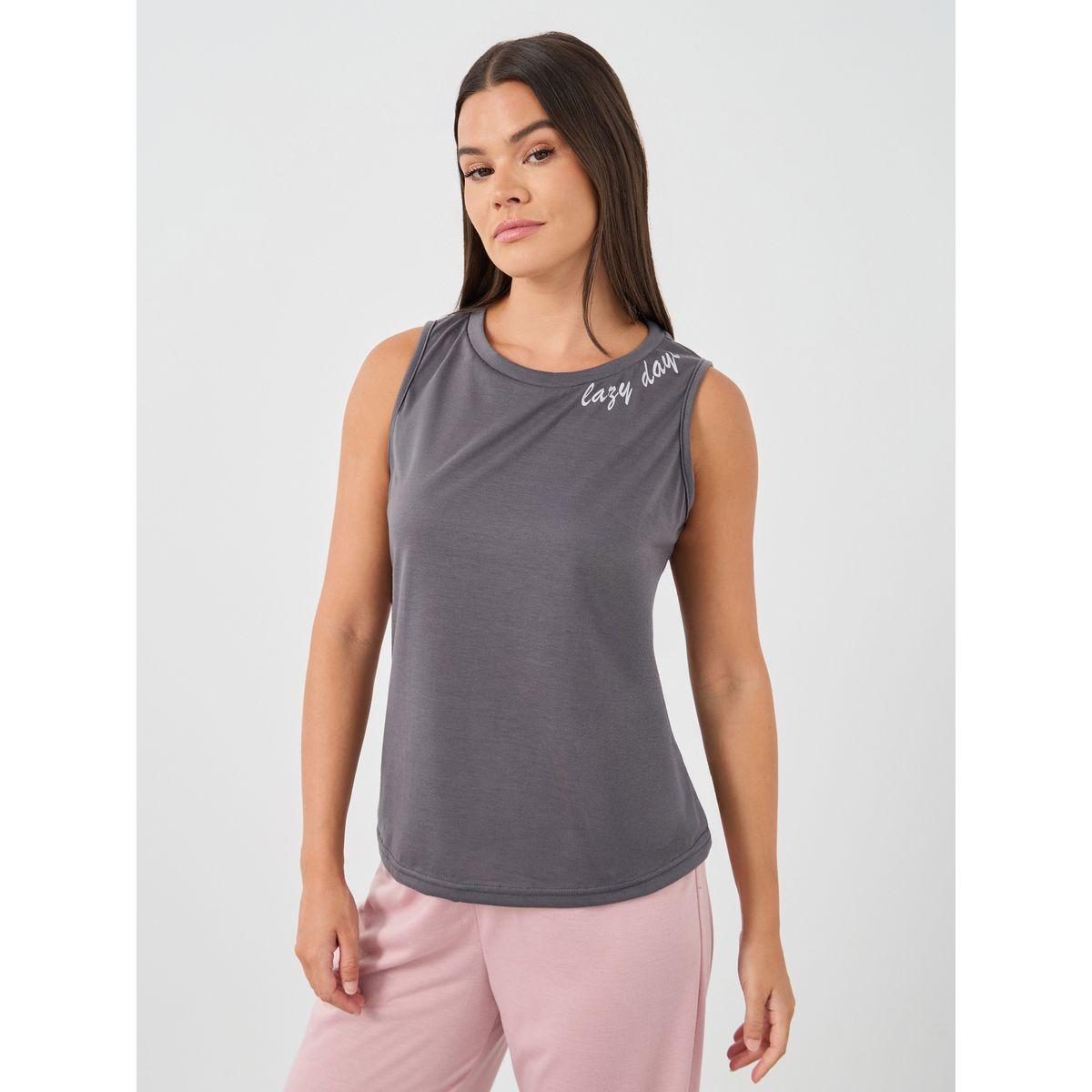 Styli Slogan Print Round Neck Tank and Pyjama Set-women-clothing-nightwear-pyjamas-longsets-image-2