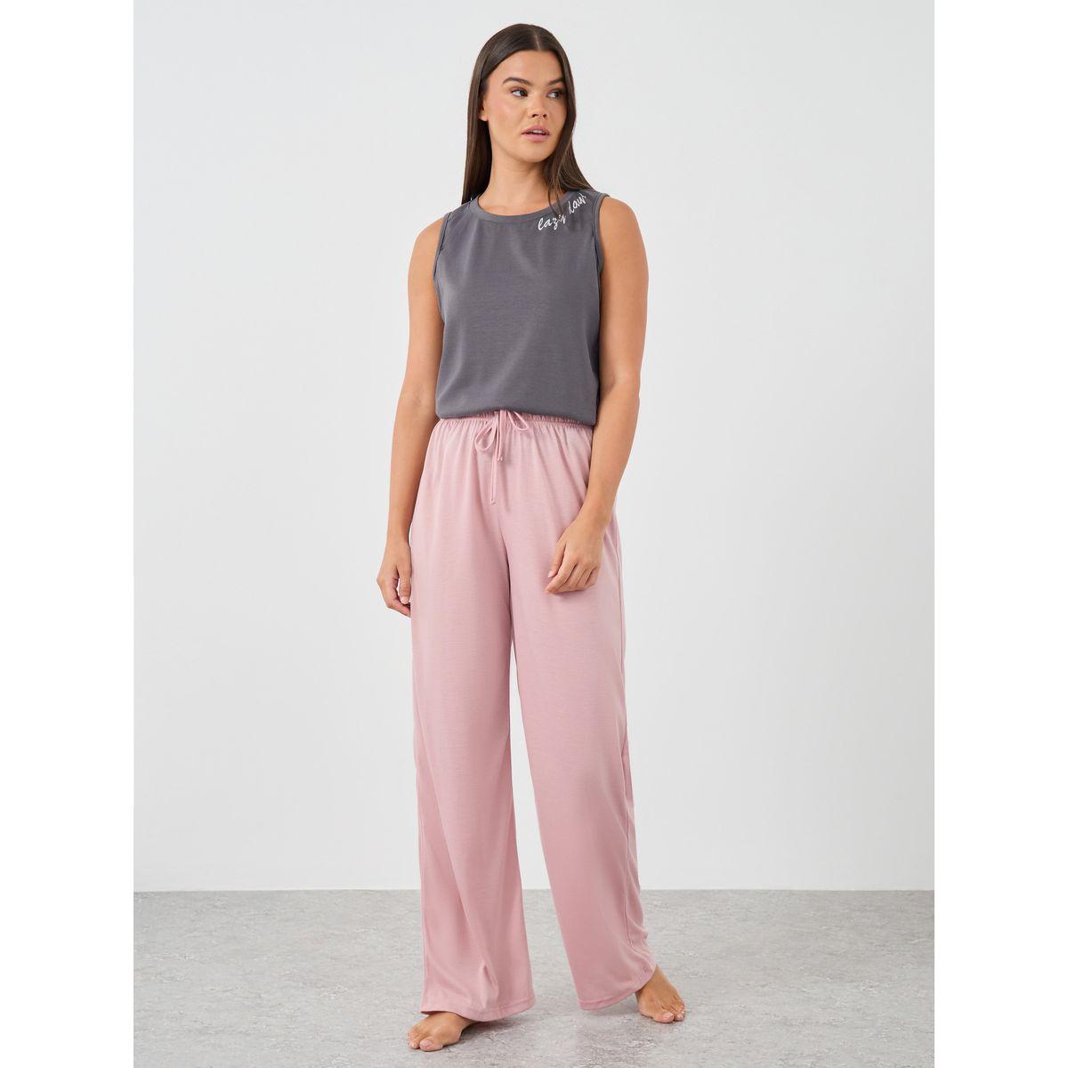Styli Slogan Print Round Neck Tank and Pyjama Set-women-clothing-nightwear-pyjamas-longsets-image-3