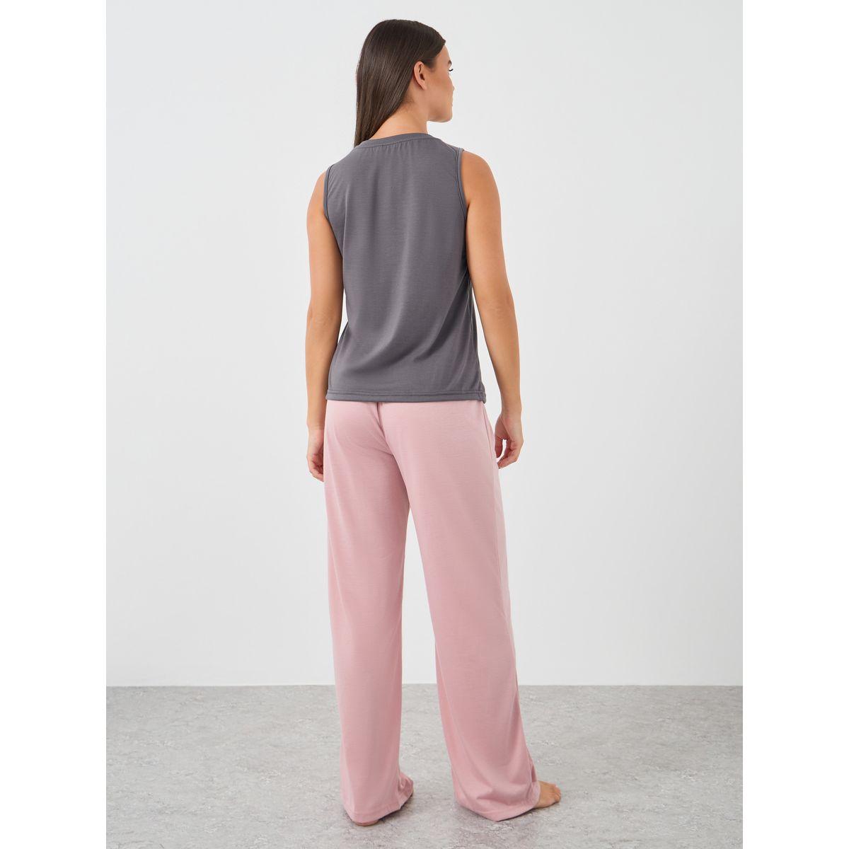 Styli Slogan Print Round Neck Tank and Pyjama Set-women-clothing-nightwear-pyjamas-longsets-image-6