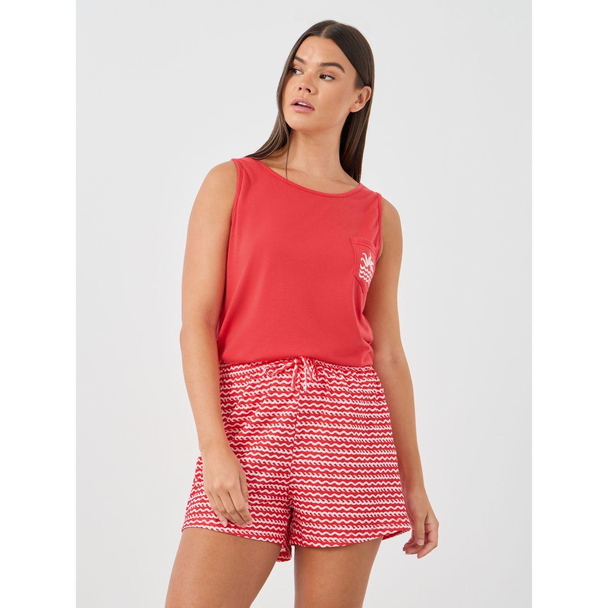 Styli Sleeveless Chest Pocket Tank and Shorts Pyjama Set-women-clothing-nightwear-pyjamas-shortsets-image-4