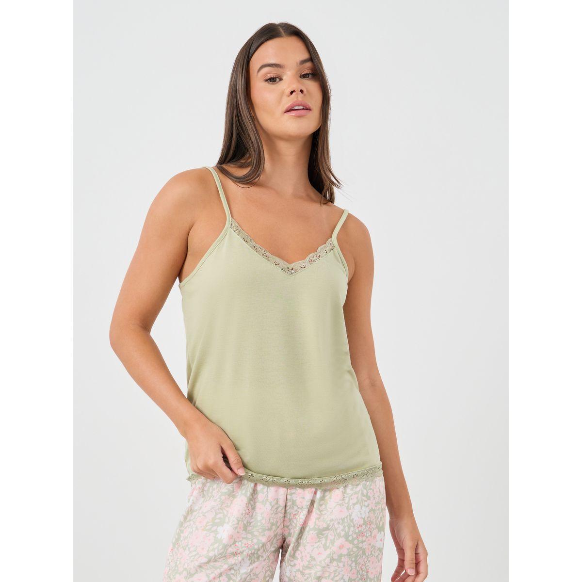 Styli Lace Insert Strappy Top and Printed Pyjama Set-women-clothing-nightwear-pyjamas-longsets-image-3