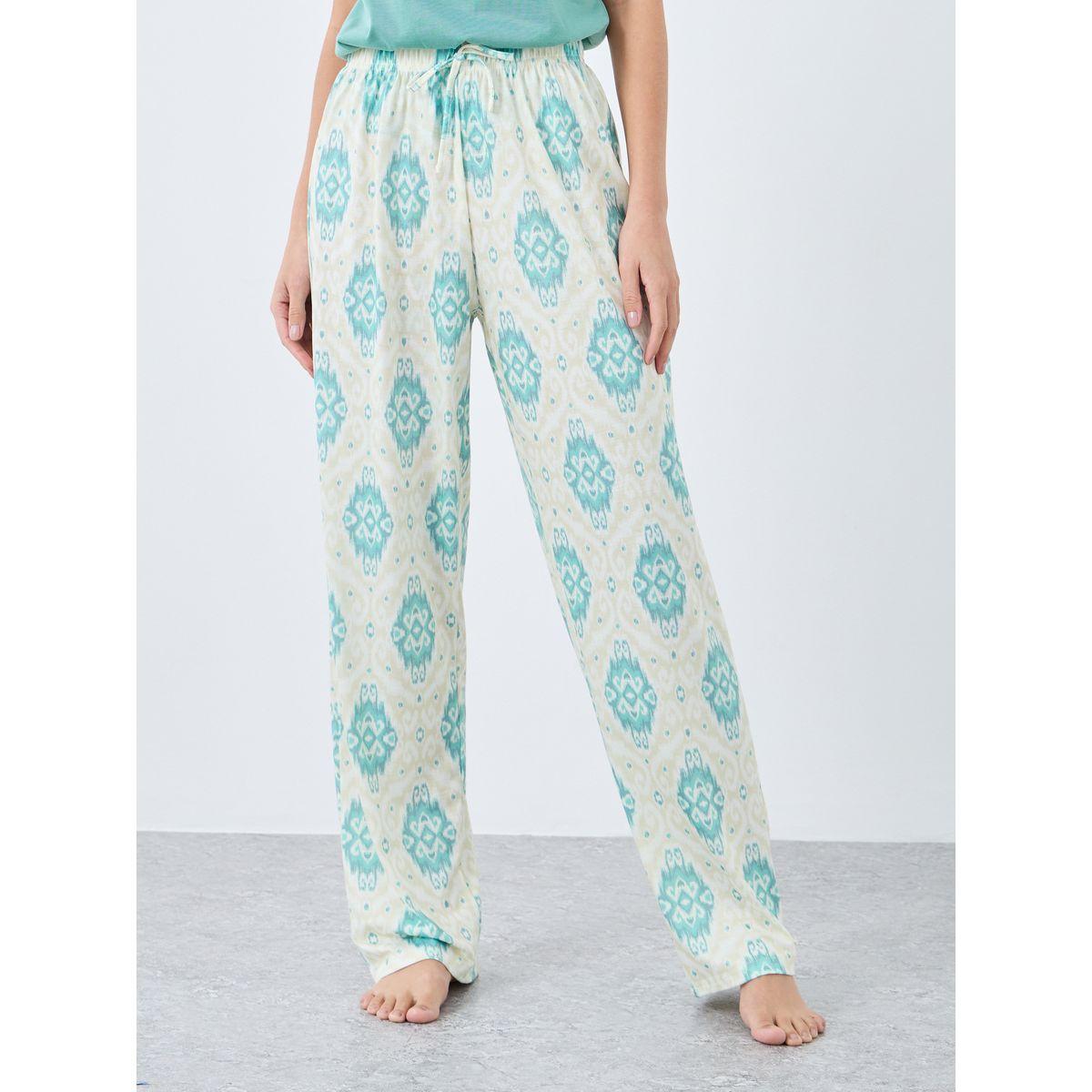 Styli Patch Detail Tank and Damask Print Pyjama Set-women-clothing-nightwear-pyjamas-longsets-image-6
