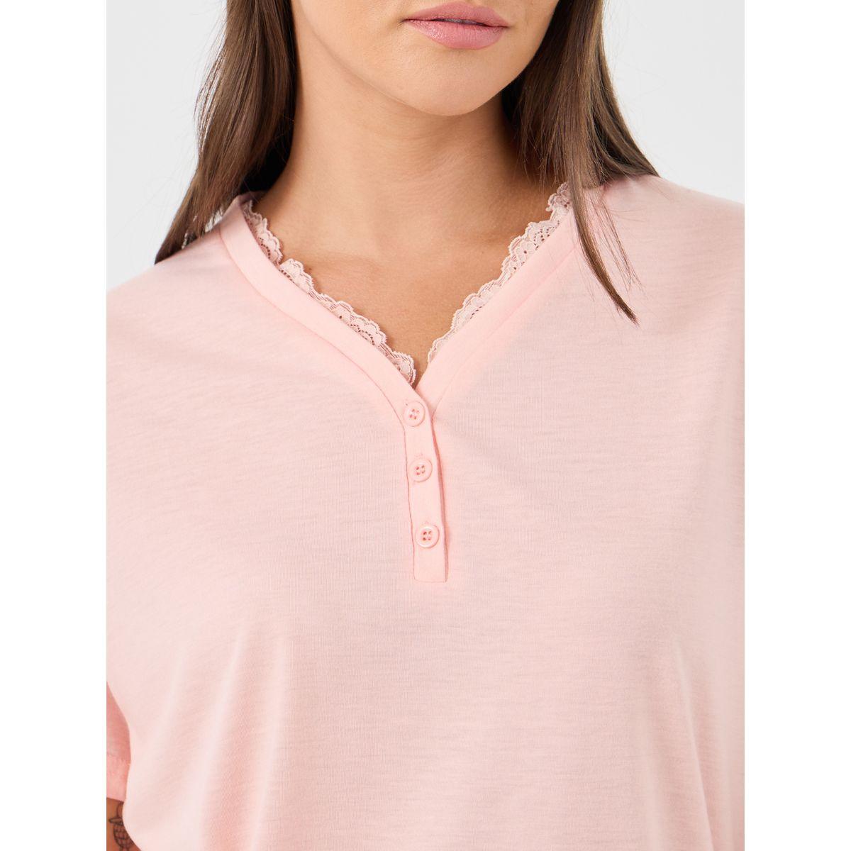Styli Solid V-Neck Short Sleeve T-Shirt and Printed Pyjama Set-women-clothing-nightwear-pyjamas-longsets-image-3
