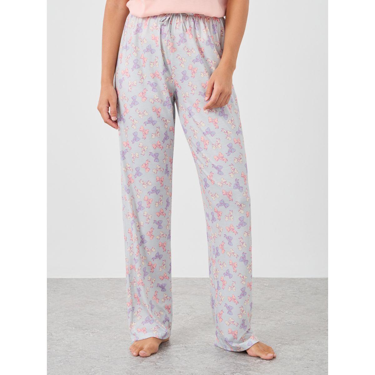 طقم بيجاما من بنطال وتيشيرت سادة بأكمام قصيرة-women-clothing-nightwear-pyjamas-longsets-image-5