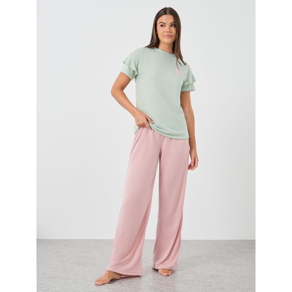Styli Graphic Print Round Neck T-Shirt and Pyjama Set-women-clothing-nightwear-pyjamas-longsets-image-2
