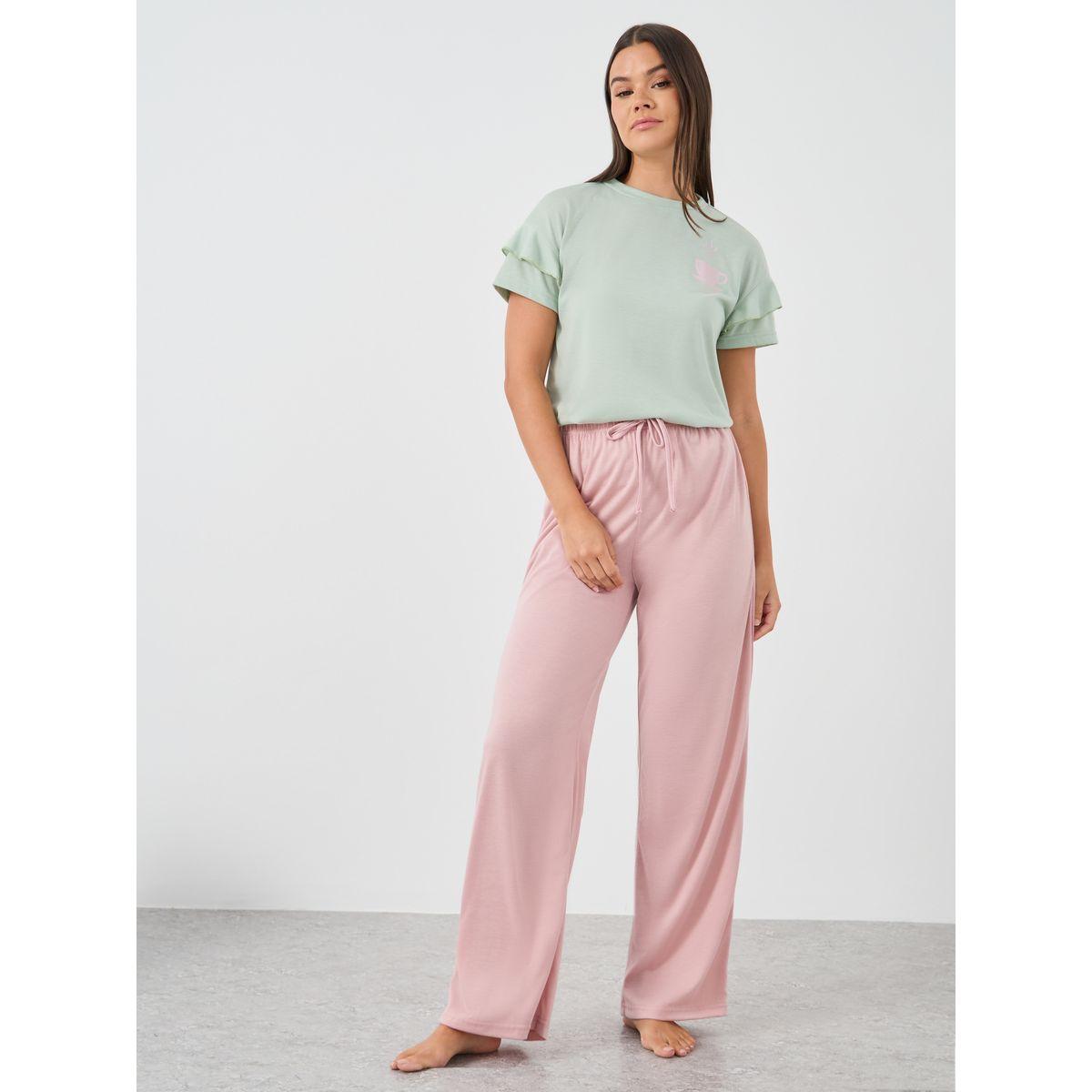 Styli Graphic Print Round Neck T-Shirt and Pyjama Set-women-clothing-nightwear-pyjamas-longsets-image-5