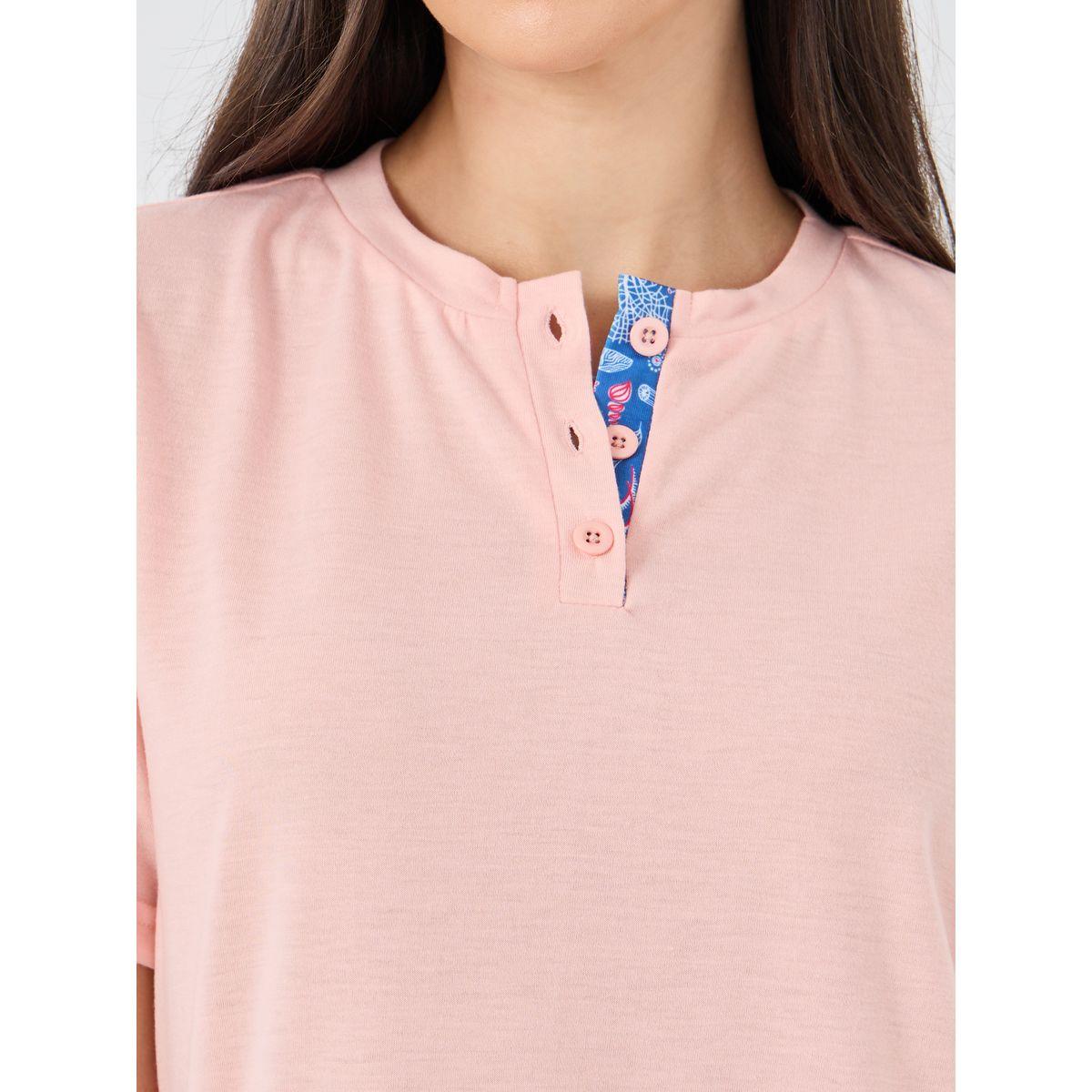 Styli Solid Short Sleeve T-Shirt and Pyjama Set-women-clothing-nightwear-pyjamas-longsets-image-3