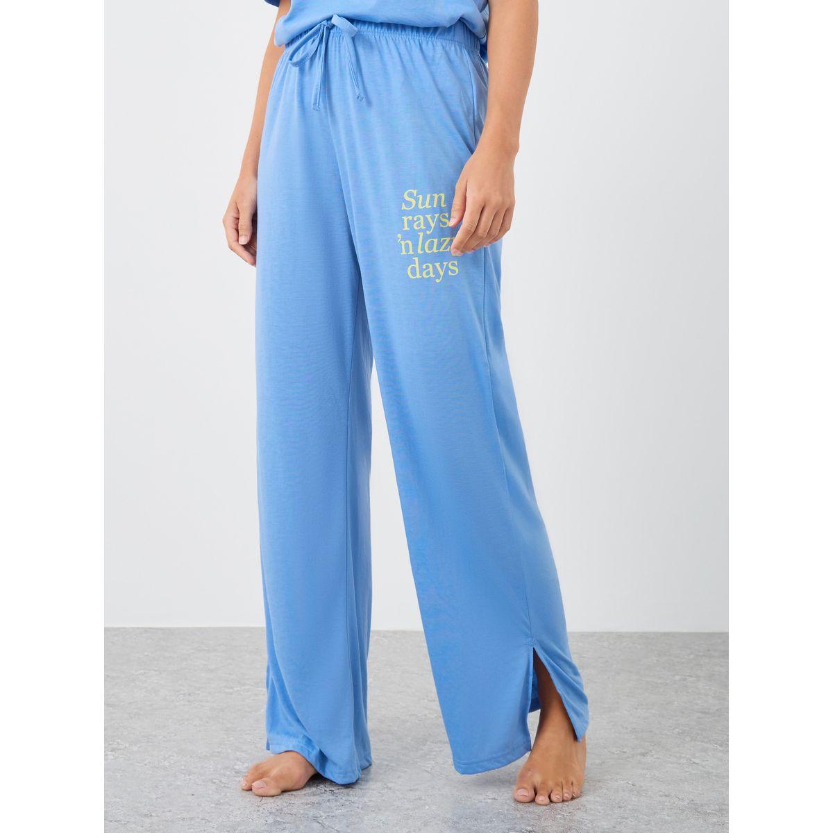 Styli Slogan Print Round Neck T-Shirt and Pyjama Set-women-clothing-nightwear-pyjamas-longsets-image-4
