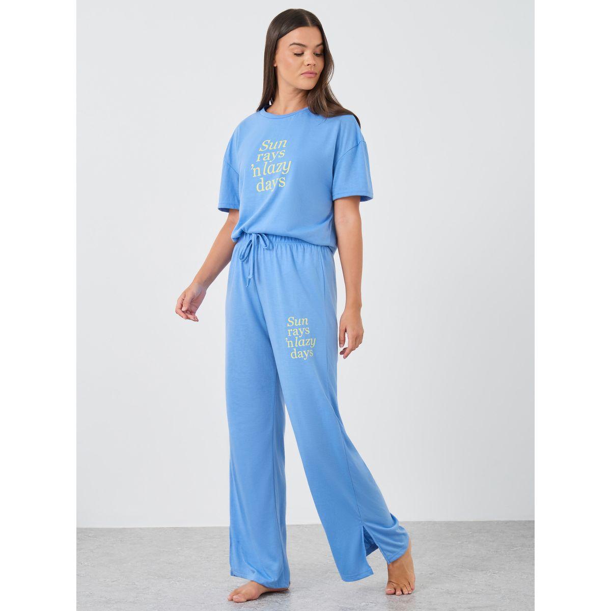 Styli Slogan Print Round Neck T-Shirt and Pyjama Set-women-clothing-nightwear-pyjamas-longsets-image-6