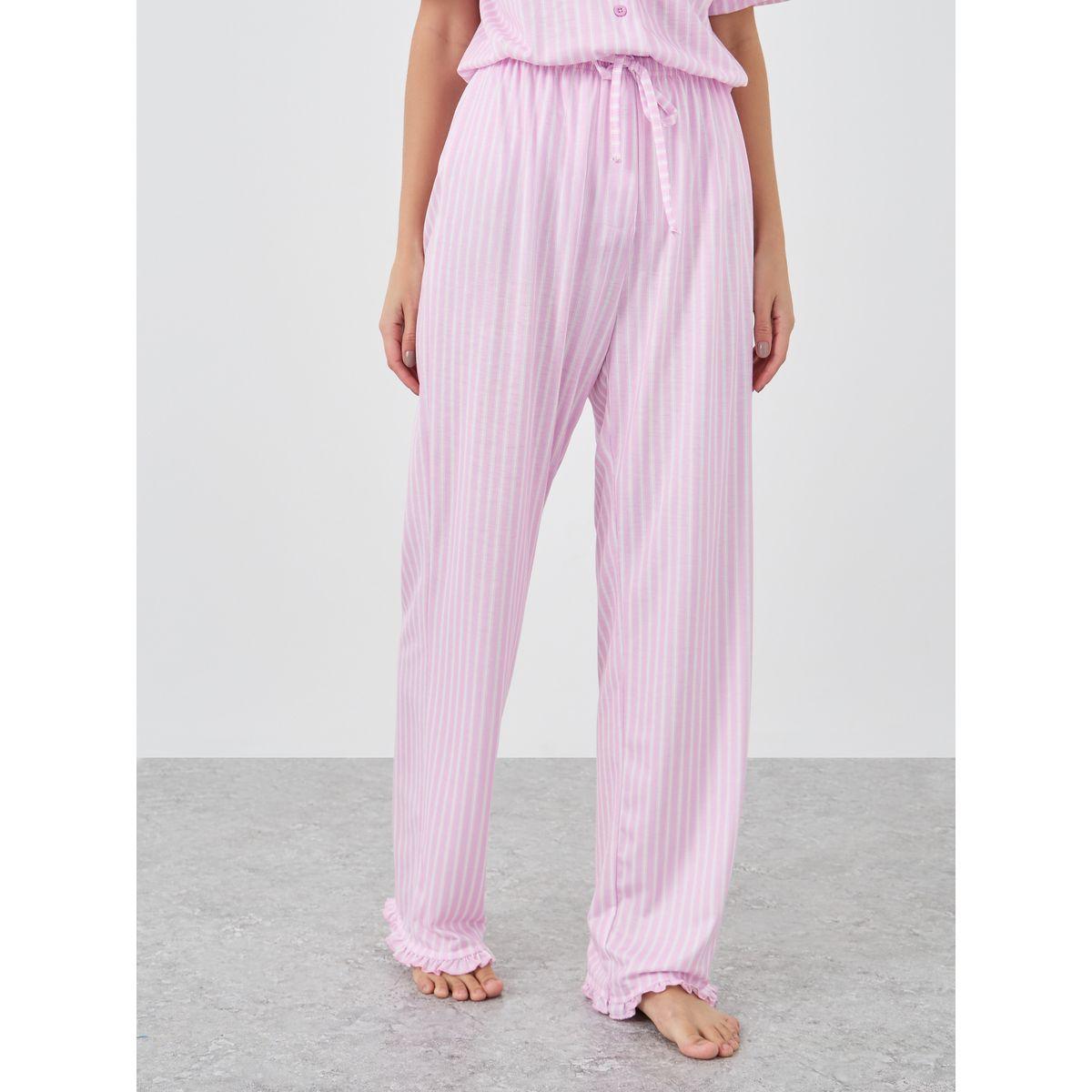Styli Striped Heart Ruffle Pocket Shirt and Pyjama Set-women-clothing-nightwear-pyjamas-longsets-image-5