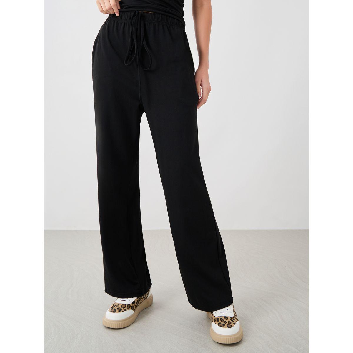 Styli Solid Ruched Detail T-Shirt and Wide Leg Joggers Co-Ords-women-clothing-coordsets-image-4