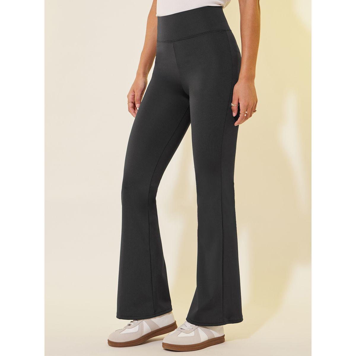 Styli Solid Flared Leggings with Wide Waistband-women-clothing-bottoms-leggings-image-2