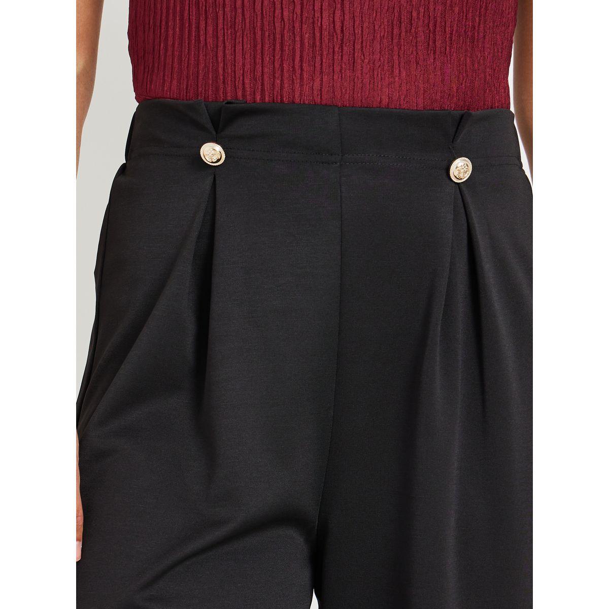 بنطال سادة بأرجل واسعة وزر إغلاق-women-clothing-bottoms-trousers-image-3