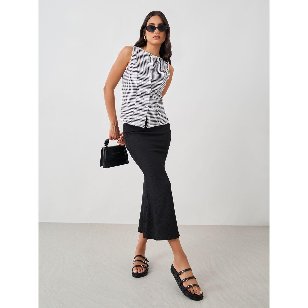 Styli Textured Midi Mermaid Skirt-women-clothing-bottoms-skirts-image-1