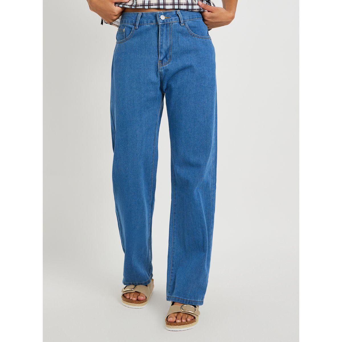 Styli Solid Mid Rise Wide Leg Jeans-women-clothing-bottoms-jeans-image-2