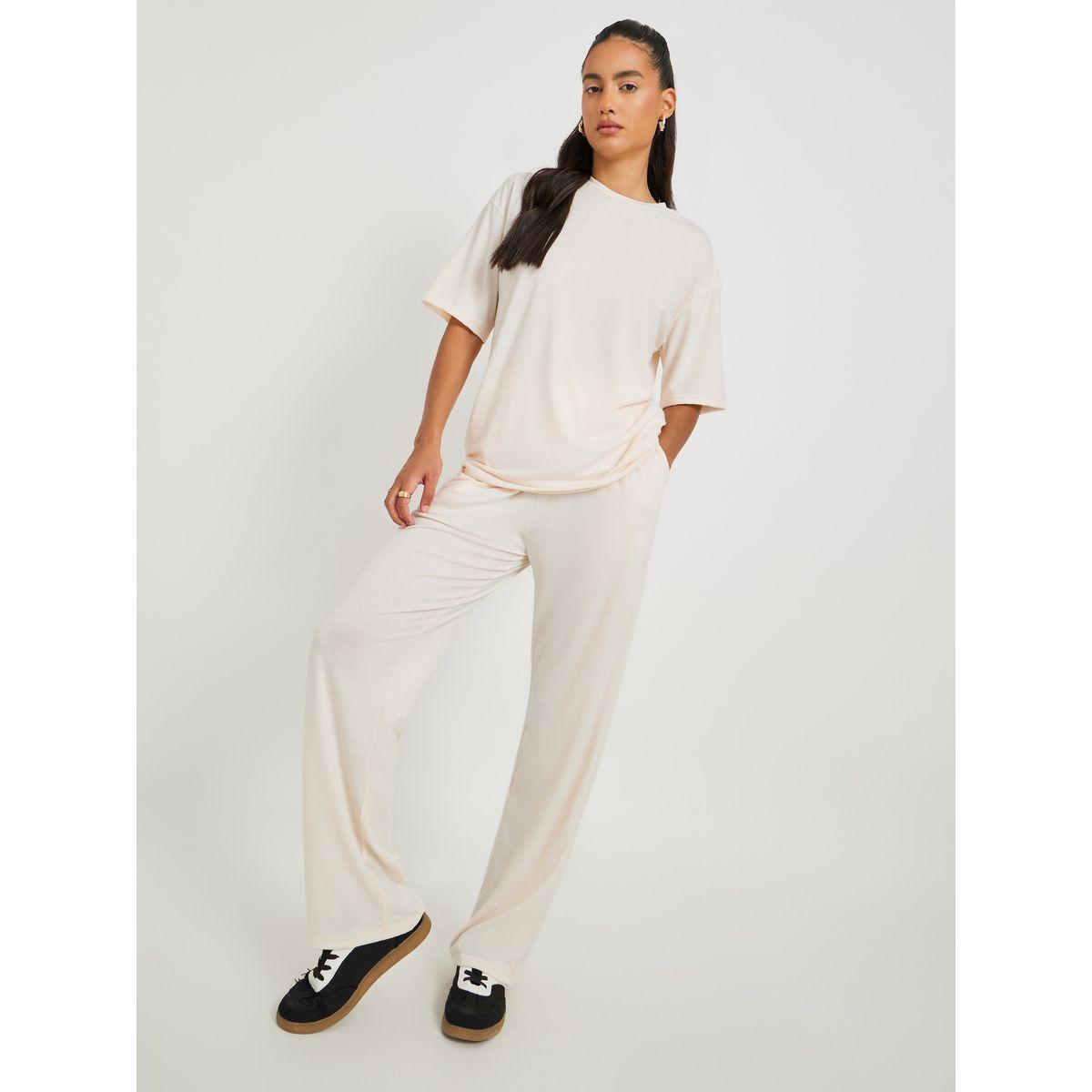 Styli Text Print Short Sleeve T-Shirt and Wide Leg Joggers Co-Ords-women-clothing-coordsets-image-2
