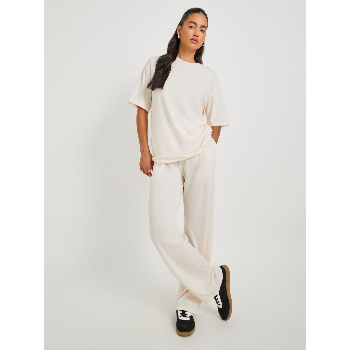 Styli Text Print Short Sleeve T-Shirt and Wide Leg Joggers Co-Ords-women-clothing-coordsets-image-3