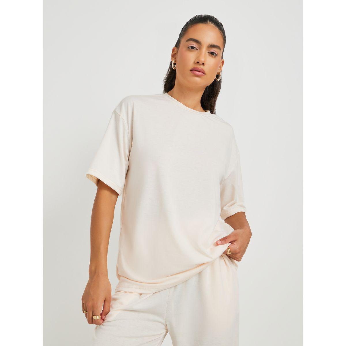 Styli Text Print Short Sleeve T-Shirt and Wide Leg Joggers Co-Ords-women-clothing-coordsets-image-4