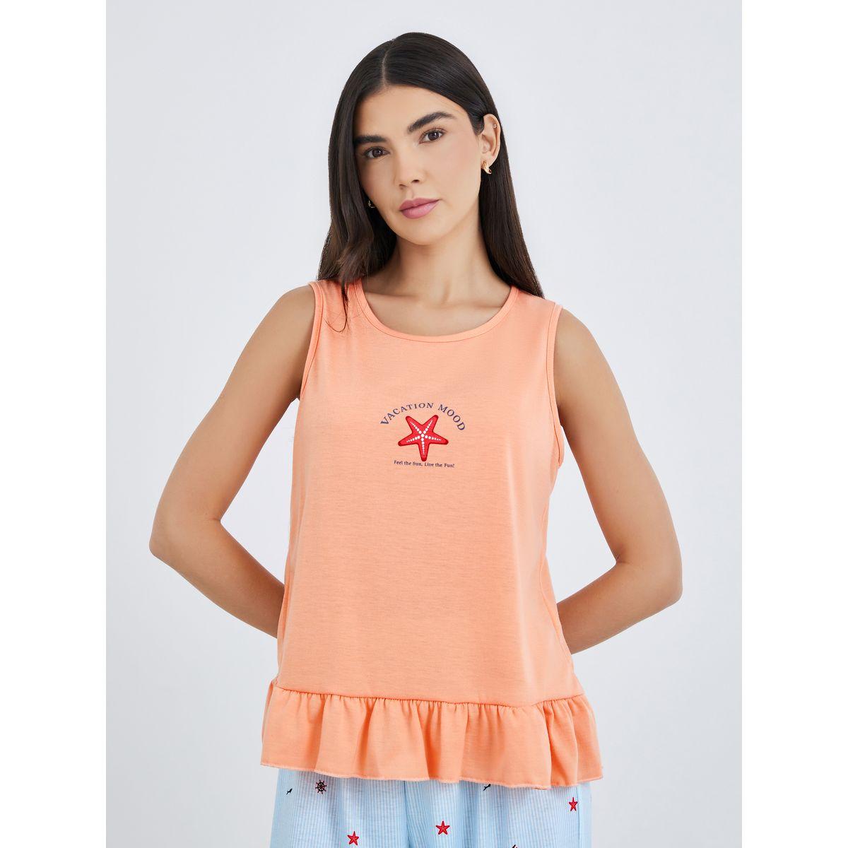 Styli Ocean Theme Print Ruffle Hem Tank and Wide Leg Pyjama Set-women-clothing-nightwear-pyjamas-longsets-image-2