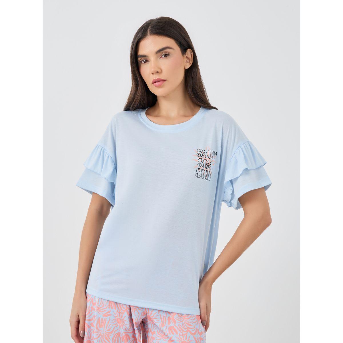 Styli Slogan Print Short Sleeve T-Shirt and Pyjama Set-women-clothing-nightwear-pyjamas-longsets-image-2
