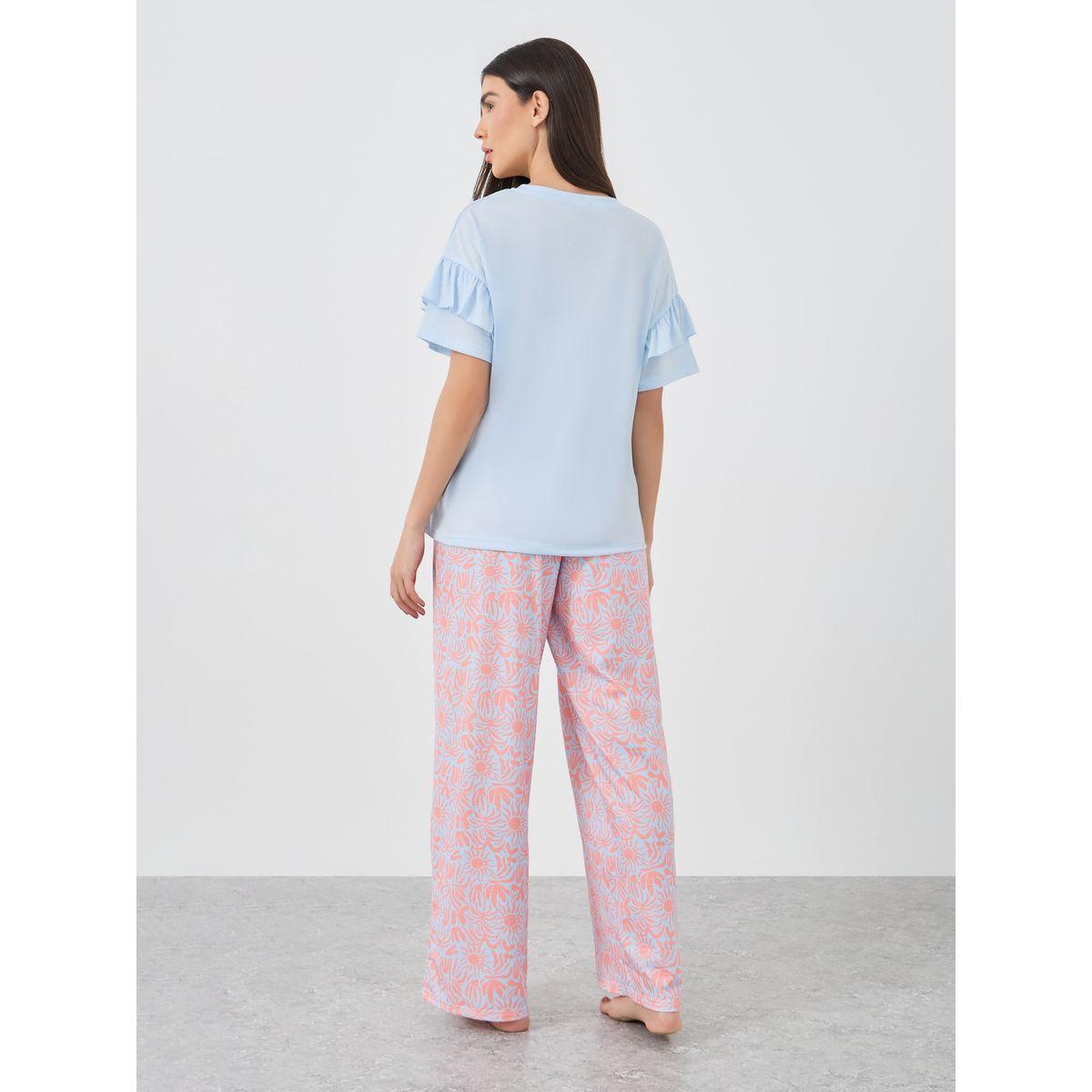 Styli Slogan Print Short Sleeve T-Shirt and Pyjama Set-women-clothing-nightwear-pyjamas-longsets-image-5