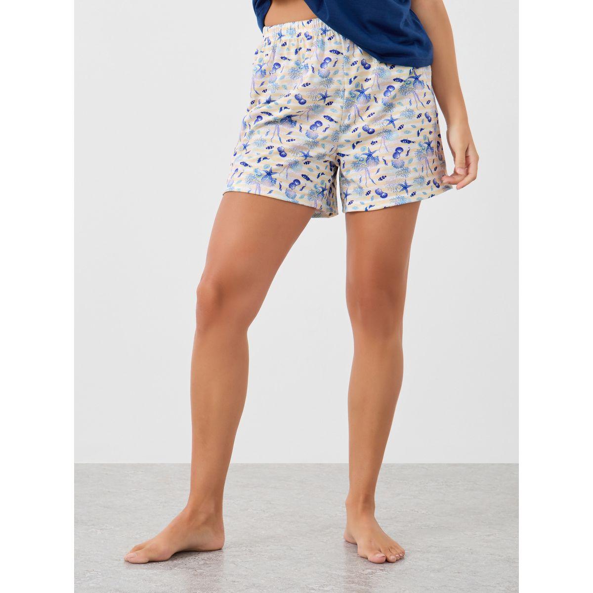 طقم من شورت بيجاما وبلوزة بياقة بأربطة مع تفاصيل شراشيب-women-clothing-nightwear-pyjamas-longsets-image-4