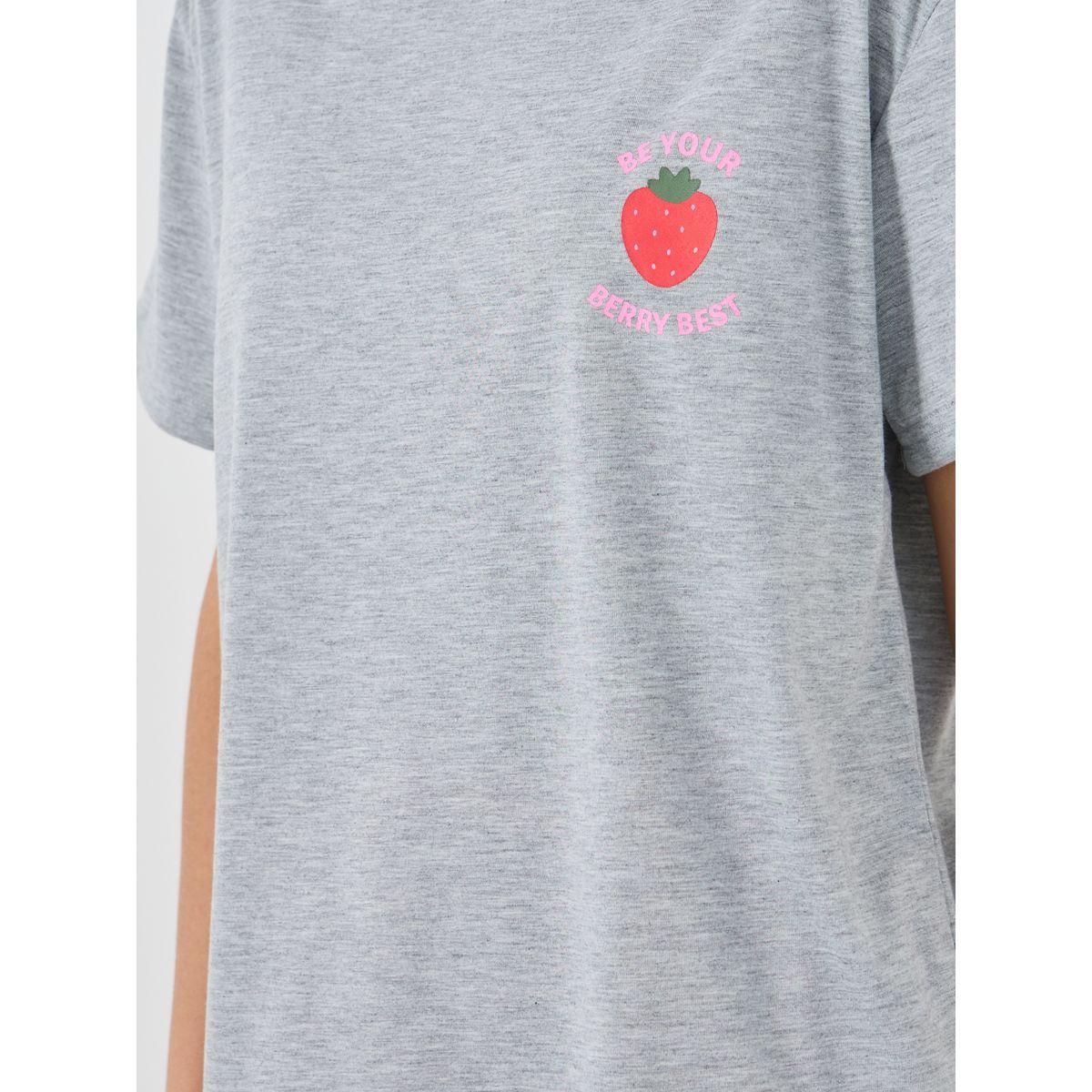 Styli Women Strawberry Print Dropped Shoulder T-Shirt and Side Slit Pyjama Set-women-clothing-nightwear-pyjamas-longsets-image-4