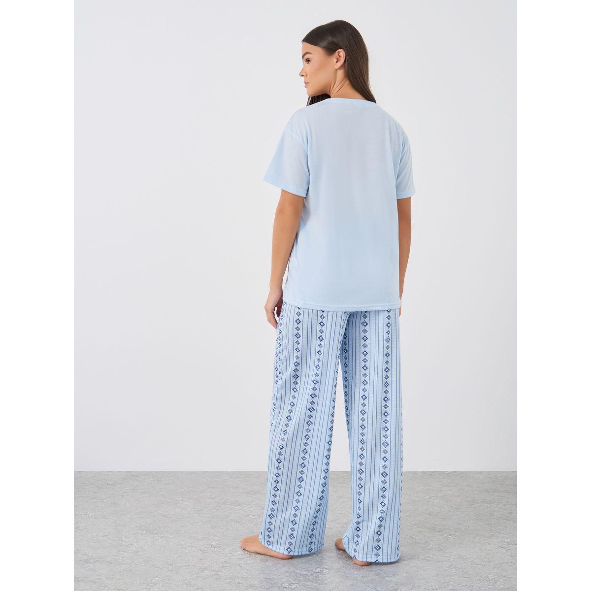Styli Women Aztec Print Pocket Detail T-Shirt and Pyjama Set-women-clothing-nightwear-pyjamas-longsets-image-6