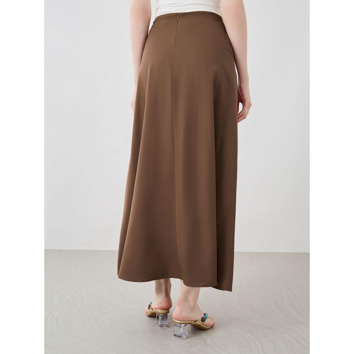 Styli Solid Front Pleated Detail Maxi Skirts-women-clothing-bottoms-skirts-image-4