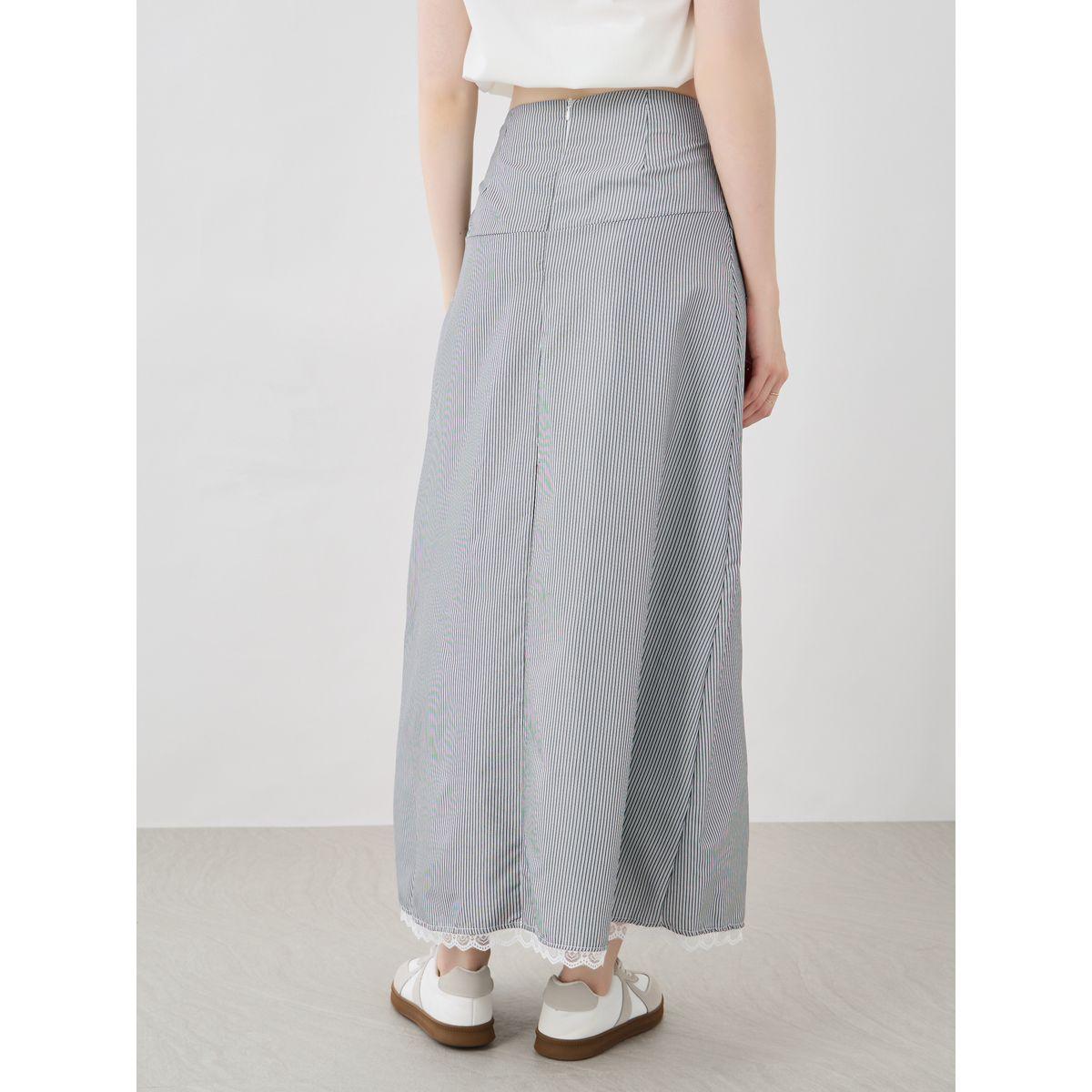 Styli Striped Lace Hem Buttoned Maxi Skirt-women-clothing-bottoms-skirts-image-4