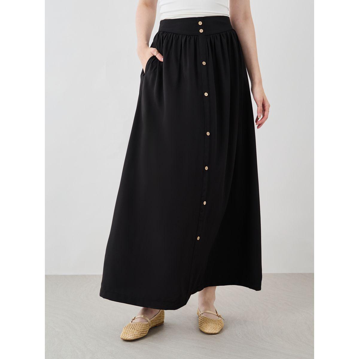 Styli Solid Buttoned A-Line Maxi Skirt-women-clothing-bottoms-skirts-image-2
