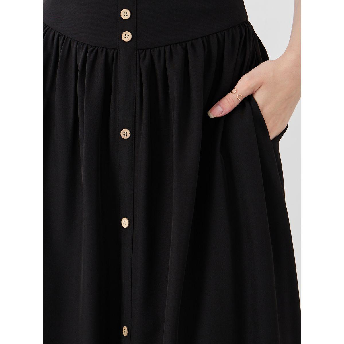 Styli Solid Buttoned A-Line Maxi Skirt-women-clothing-bottoms-skirts-image-3