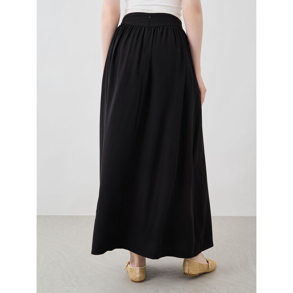 Styli Solid Buttoned A-Line Maxi Skirt-women-clothing-bottoms-skirts-image-4