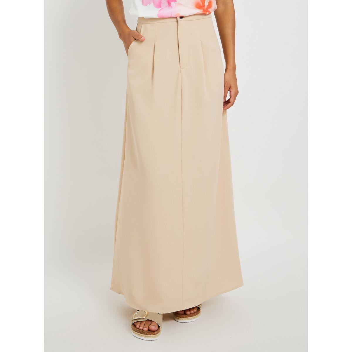 Styli Solid Pleated A-Line Maxi Skirt-women-clothing-bottoms-skirts-image-2