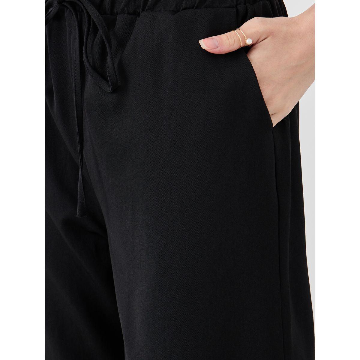 بنطال سادة بأرجل واسعة ورباط خصر-women-clothing-bottoms-trousers-image-3
