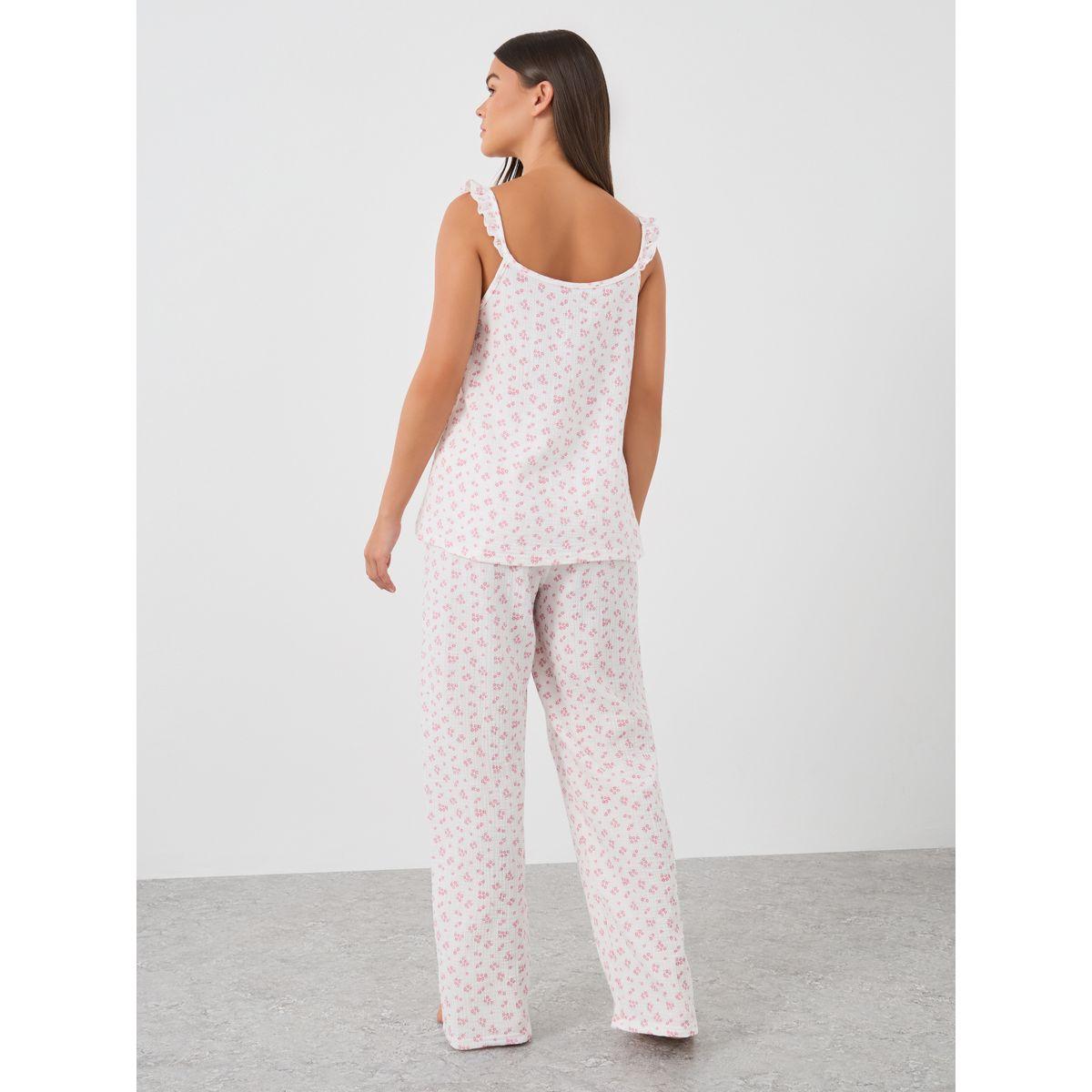 طقم من بنطال بيجاما وبلوزة بتفاصيل كشكش-women-clothing-nightwear-pyjamas-longsets-image-7